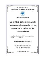 Luận văn thạc sĩ  Ảnh hưởng của chi phí đại diện trong các công ty niêm yết tại Sở giao dịch chứng khoán TP.Hồ Chí Minh
