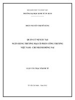 Luận văn thạc sĩ  Quản lý nợ xấu tại Ngân hàng Thương mại Cổ phần Công thương Việt Nam - Chi nhánh Đồng Nai