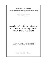 Luận văn thạc sĩ Nghiên cứu vấn đề giám sát tài chính trong hệ thống ngân hàng Việt Nam