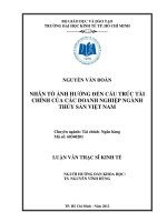 Luận văn thạc sĩ  Nhân tố ảnh hưởng đến cấu trúc tài chính của các doanh nghiệp ngành thủy sản Việt Nam