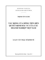 Tác động của dòng tiền đến quyết định đầu tư của các doanh nghiệp Việt Nam