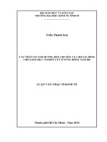 Luận văn thạc sĩ  Các nhân tố ảnh hưởng đến chi tiêu của hộ gia đình cho giáo dục Nghiên cứu ở vùng Đông Nam Bộ