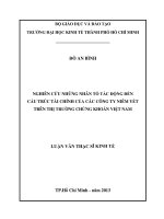 Nghiên cứu những nhân tố tác động đến cấu trúc tài chính của các công ty niêm yết trên thị trường chứng khoán Việt Nam