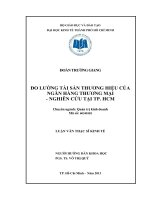 ĐO LƯỜNG TÀI SẢN THƯƠNG HIỆU CỦA NGÂN HÀNG THƯƠNG MẠI - NGHIÊN CỨU TẠI TP HỒ CHÍ MINH