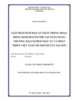 Giải pháp đảm bảo an toàn trong hoạt động kinh doanh thẻ tại Ngân hàng thương mại cổ phần đầu tư và phát triển Việt Nam chi nhánh Tây Sài Gòn