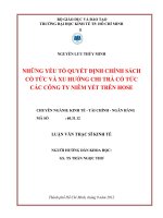 Luận văn thạc sĩ  Những yếu tố quyết định chính sách cổ tức và xu hướng chi trả cổ tức các công ty niêm yết trên Hose