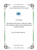 Luận văn thạc sĩ Phát triển nguồn nhân lực trong quá trình công nghiệp hóa, hiện đại hóa tỉnh Bình Dương giai đoạn 2011-2020