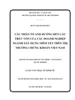 Luận văn thạc sĩ  Các nhân tố ảnh hưởng đến cấu trúc vốn của các doanh nghiệp ngành xây dựng niêm yết trên thị trường chứng khoán Việt Nam
