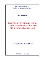 THỰC TRẠNG VÀ DỰ BÁO XU HƯỚNG CHUYỂN DỊCH CƠ CẤU KINH TẾ TỈNH TIỀN GIANG GIAI ĐOẠN 2011-2020.PDF