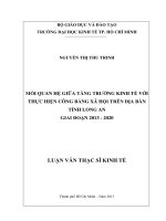 Mối quan hệ giửa tăng trưởng kinh tế với thực hiện công bằng xã hội trên địa bàn tỉnh Long An giai đoạn 2013 - 2020