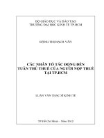 CÁC NHÂN TỐ TÁC ĐỘNG ĐẾN TUÂN THỦ THUẾ CỦA NGƯỜI NỘP THUẾ TẠI TP HỒ CHÍ MINH