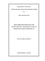 Hoàn thiện hoạt động quản trị nguồn nhân lực tại Ban Quản lý dự án thuộc Sở Xây dựng tỉnh Long An