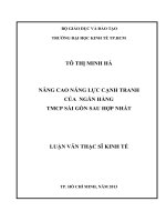 Nâng cao năng lực cạnh tranh của ngân hàng TMCP Sài Gòn sau hợp nhất