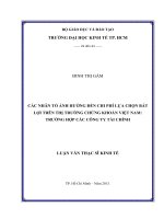 Các nhân tố ảnh hưởng đến chi phí lựa chọn bất lợi trên thị trường chứng khoán Việt Nam Trường hợp các Công ty tài chính