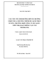 Các yếu tố ảnh hưởng đến xu hướng chọn mua chương trình du lịch trực tuyến Trường hợp Công ty du lịch - Tiếp thị giao thông vận tải Vietravel