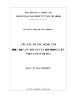 Luận văn thạc sĩ Các yếu tố tác động đến hiệu quả kỹ thuật của hộ trồng lúa Việt Nam 2012