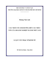 Luận văn thạc sĩ  Các nhân tố ảnh hưởng đến cấu trúc vốn của doanh nghiệp ngành thủy sản