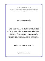 CÁC YẾU TỐ ẢNH HƯỞNG THU NHẬP CỦA NGƯỜI DÂN BỊ THU HỒI ĐẤT SỐNG Ở KHU CÔNG NGHIỆP GIANG ĐIỀN HUYỆN TRẢNG BOM, TỈNH ĐỒNG NAI.PDF