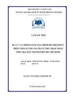 Di cư và chính sách tài chính hỗ trợ phát triển nhà cho người co thu nhập thấp trên địa bàn thành phố Hồ Chí Minh