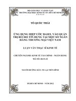 ỨNG DỤNG HIỆP ƯỚC BASEL VÀO QUẢN TRỊ RỦI RO TÍN DỤNG TẠI MỘT SỐ NGÂN HÀNG THƯƠNG MẠI VIỆT NAM.PDF