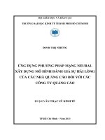 Ứng dụng mạng Neural xây dựng mô hình đánh giá sự hài lòng của các nhà quảng cáo đối với công ty quảng cáo