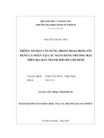 Thông tin bất cân xứng trong hoạt động tín dụng cá nhân tại các ngân hàng thương mại trên địa bàn TPHCM