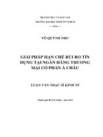 GIẢI PHÁP HẠN CHẾ RỦI RO TÍN DỤNG TẠI NGÂN HÀNG THƯƠNG MẠI CỔ PHẦN Á CHÂU.PDF