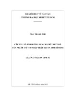 CÁC YẾU TỐ ẢNH HƯỞNG ĐẾN CHI PHÍ THUÊ NHÀ CỦA NGƯỜI CÓ THU NHẬP THẤP TẠI TP HỒ CHÍ MINH