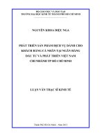 Phát triển sản phẩm dịch vụ dành cho khách hàng cá nhân tại Ngân hàng Đầu tư và Phát triển Việt Nam