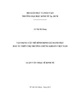 VẬN DỤNG CÁC MÔ HÌNH ĐỊNH GIÁ DANH MỤC ĐẦU TƯ TRÊN THỊ TRƯỜNG CHỨNG KHOÁN VIỆT NAM.PDF