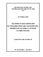 Các nhân tố ảnh hưởng đến sự thỏa mãn công việc của nhân viên nghiên cứu tại tại Công ty cổ phần cơ điện Thủ Đức
