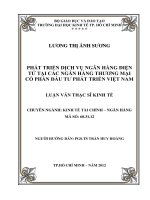 Luận văn thạc sĩ  Phát triển dịch vụ ngân hàng điện tử tại các ngân hàng thương mại cố phần đầu tư và phát triển Việt Nam