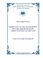 Luận văn thạc sĩ  Nghiên cứu các yếu tố ảnh hưởng đến việc định hướng giá IPO trong ngắn hạn tại Việt nam