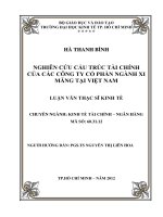 Luận văn thạc sĩ Nghiên cứu cấu trúc tài chính của các công ty cổ phần ngành xi măng tại Việt Nam