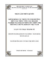 Kiểm định các nhân tố ảnh hưởng đến cấu trúc vốn các doanh nghiệp ngành gỗ niêm yết trên thị trường chứng khoán Việt Nam