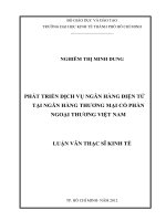 Luận văn thạc sĩ Phát triển dịch vụ ngân hàng điện tử tại ngân hàng TMCP ngoại thương Việt Nam