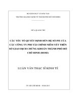 Luận văn thạc sĩ kinh tế Các yếu tố quyết định đến hệ số P E của các công ty phi tài chính niêm yết trên sở giao dịch chứng khoán TPHCM (Hose)
