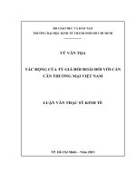TÁC ĐỘNG CỦA TỶ GIÁ HỐI ĐOÁI VỚI CÁN CÂN THƯƠNG MẠI VIỆT NAM.PDF