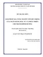 Giải pháp gia tăng nguồn vốn huy động của ngân hàng đầu tư và phát triển chi nhánh Bình Dương
