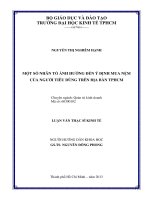 MỘT SỐ NHÂN TỐ ẢNH HƯỞNG ĐẾN Ý ĐỊNH MUA NỆM CỦA NGƯỜI TIÊU DÙNG TRÊN ĐỊA BÀN TP HỒ CHÍ MINH