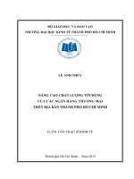 Luận văn thạc sĩ  Nâng cao chất lượng tín dụng của các ngân hàng thương mại trên địa bàn TPHCM