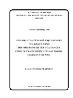 Giải pháp gia tăng giá trị cảm nhận của khách hàng đối với sản phẩm trà hòa tan của Công ty trách nhiệm hữu hạn Harris Freeman Việt Nam