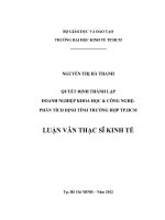 Luận văn thạc sĩ  Quyết định thành lập doanh nghiệp Khoa học & công nghệ Phân tích định tính trường hợp TP Hồ Chí Minh