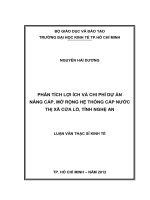 Luận văn thạc sĩ Phân tích lợi ích và chi phí dự án nâng cấp, mở rộng, hệ thống cấp nước thị xã cửa Lò, tỉnh Nghệ An