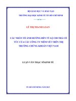 Các nhân tố ảnh hưởng đến tỷ lệ chi trả cổ tức của các Công ty niêm yết trên thị trường chứng khoán Việt Nam
