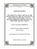 Luận văn thạc sĩ  Tác động của thực tiễn quản trị nguồn nhân lực đến sự gắn kết của nhân viên với tổ chức tại các doanh nghiệp sau khi mua bán sáp nhập trên địa bàn TPHCM