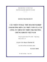 CÁC NHÂN TỐ ĐẶC THÙ DOANH NGHIỆP ẢNH HƯỞNG ĐẾN CẤU TRÚC VỐN CỦA CÁC CÔNG TY NIÊM YẾT TRÊN THỊ TRƯỜNG CHỨNG KHÓAN VIỆT NAM.PDF