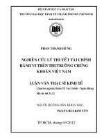 Luận văn thạc sĩ Nghiên cứu lý thuyết tài chính hành vi trên thị trường chứng khoán Việt Nam