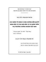 Các nhân tố hành vi ảnh hưởng đến quyết định đầu tư của nhà đầu tư cá nhân trên thị trường chứng khoán Việt Nam