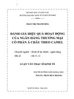 Luận văn thạc sĩ  Đánh giá hiệu quả hoạt động của ngân hàng thương mại cổ phần Á Châu theo Camel